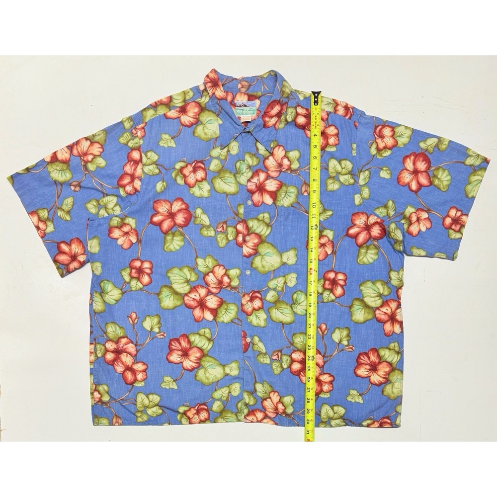 Reyn Spooner Hibiscus Hawaiian Shirt‎ Blue Men's Size 3XL Short Sleeve Floral